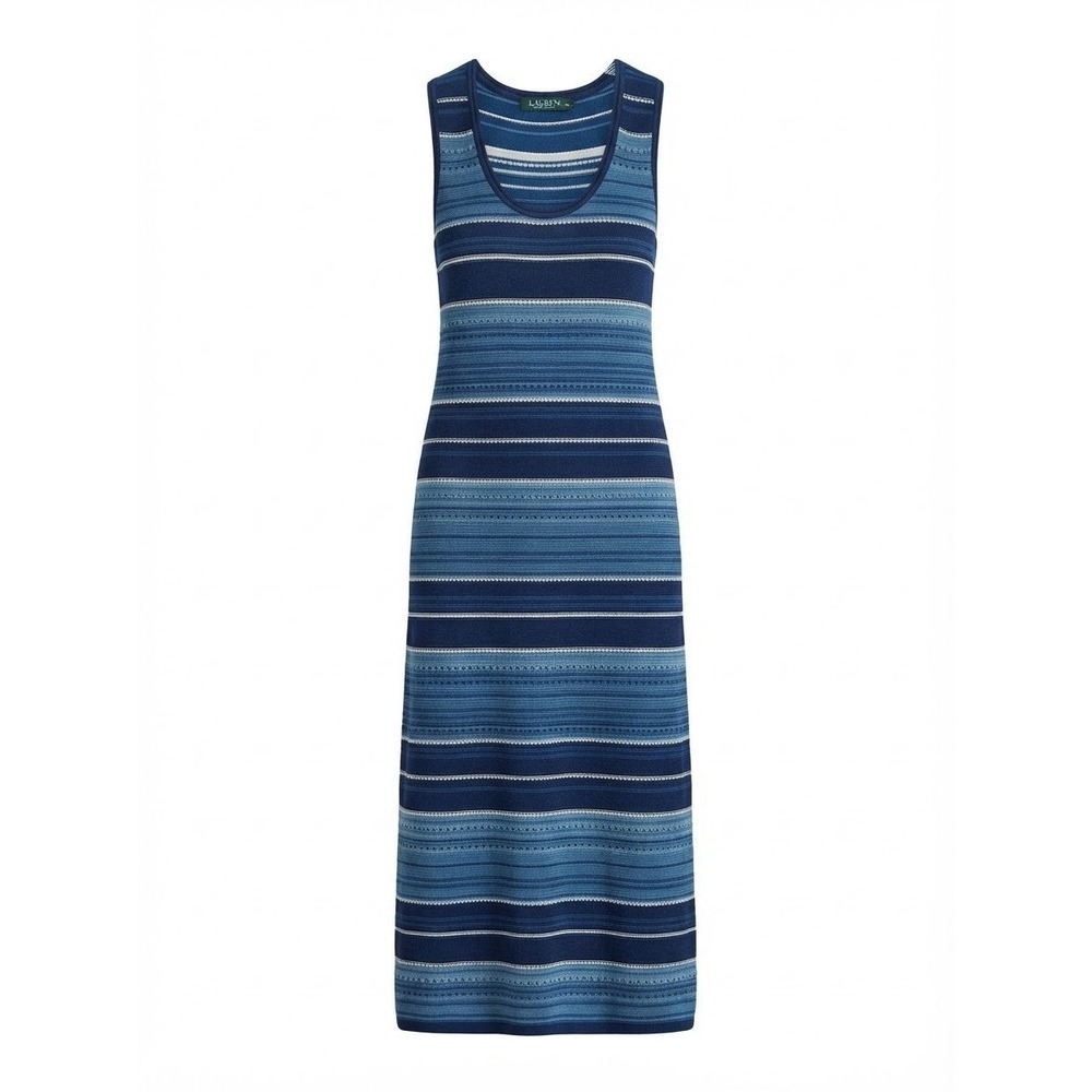 Lauren Ralph Lauren Knit Dress Xl Striped Coastal Boho Summer Fall Designer